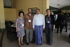 Professors Pek Koon Heng, Derrick L. Cogburn (l) and Dean Carola Weil of the School of Professional and Extended Studies (r) met with Dr. Zaw Oo, AU alumnus and Chief Economic Adviser to Thein Sein, President of the Republic of the Union of Myanmar.
